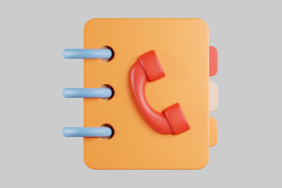 Download Unique Design Phone on Yellow Book with Blue Handles 3D Model