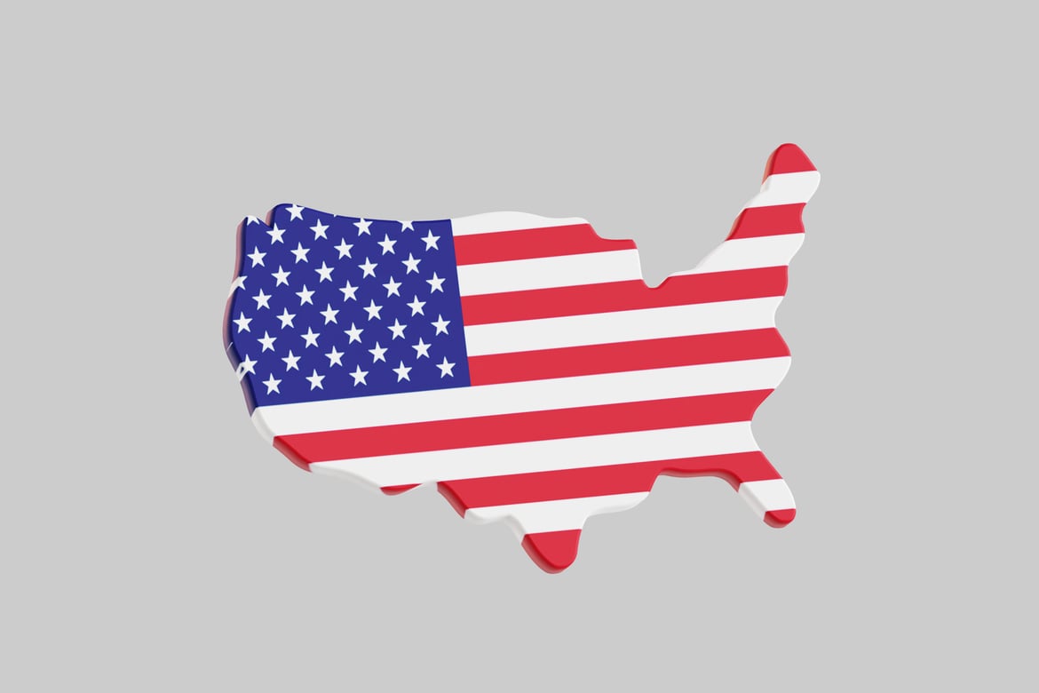 Download United States in Red, White, and Blue 3D Model