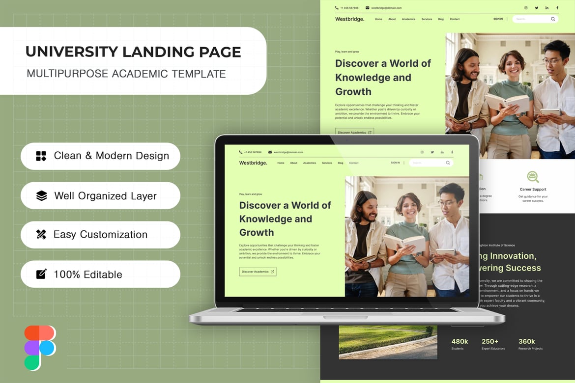 Download University - Campus Landing Page Figma Design