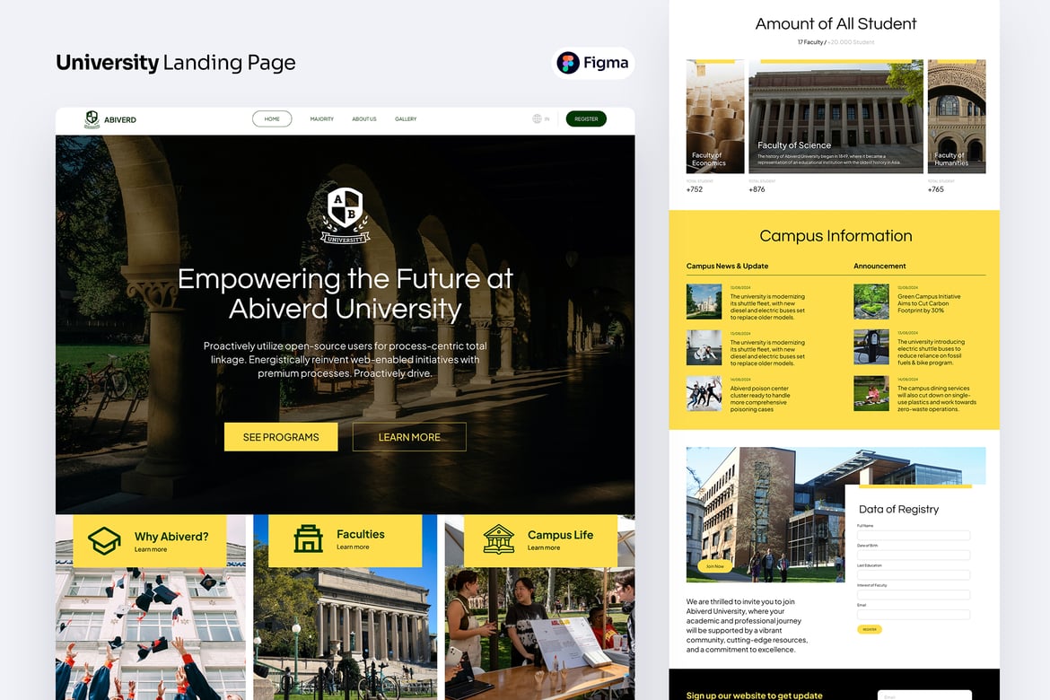 Download University Landing Page Figma Design