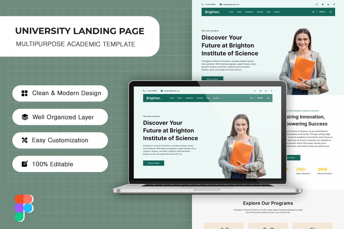 Download University Landing Page Template Figma Design