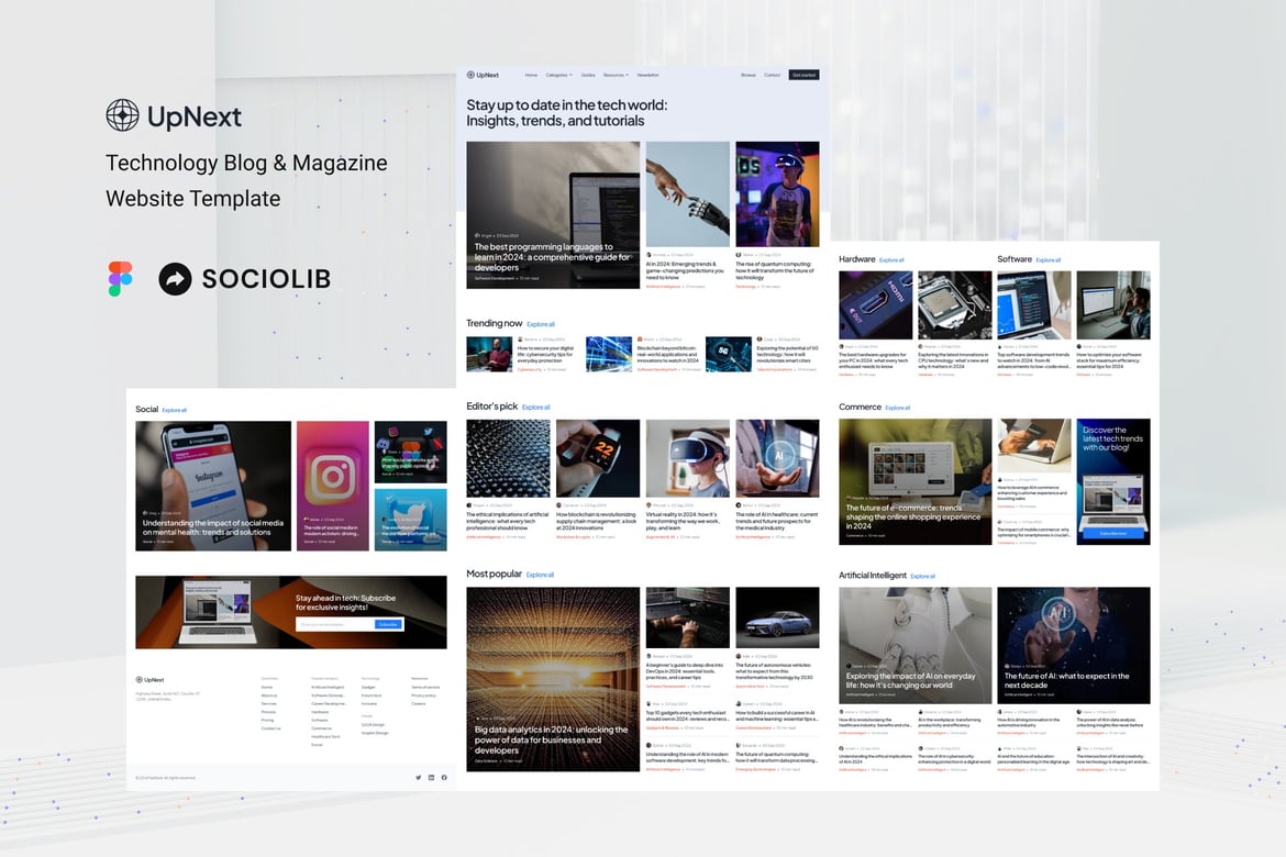 Download UpNext - Technology Blog & Magazine Web Template Figma Design