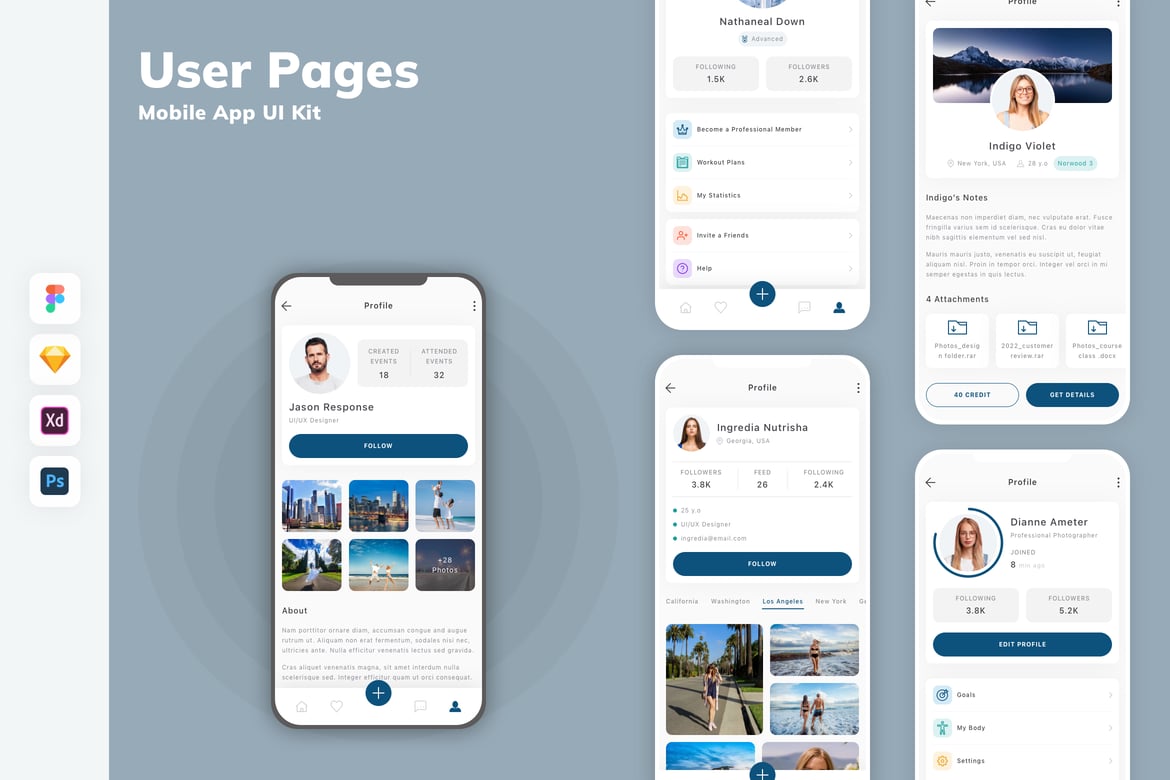 Download User Pages Mobile App UI Kit Figma Design