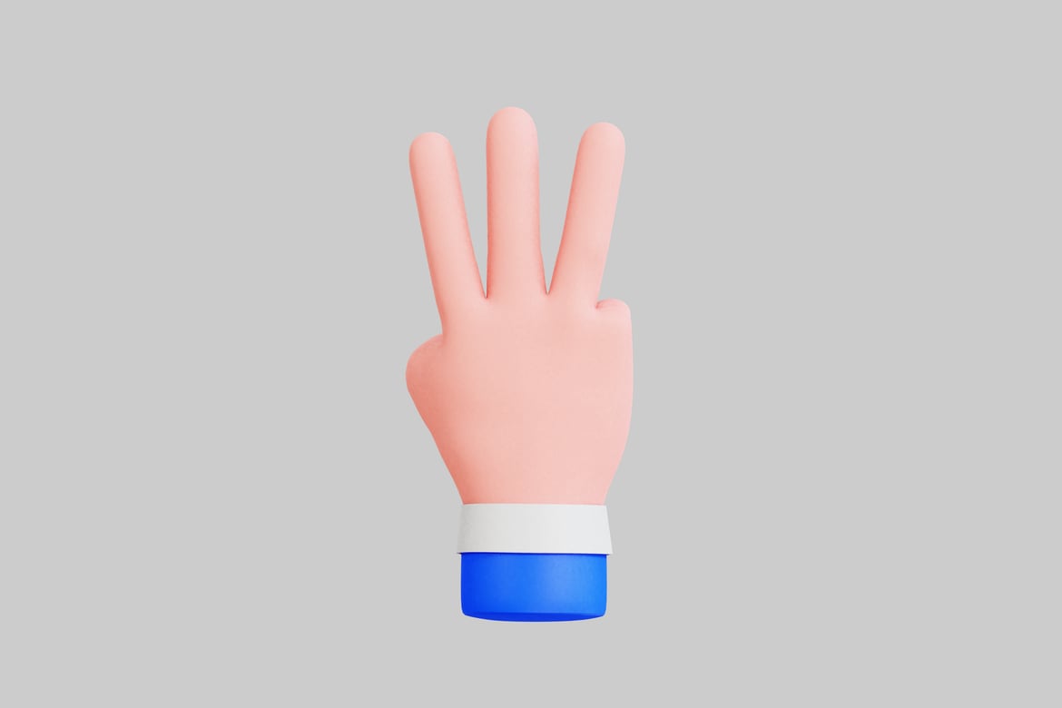 Download V-sign hand. 3D Model