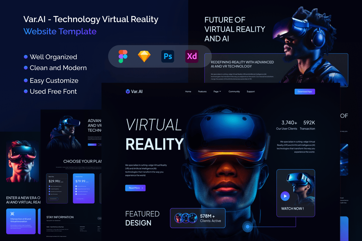 Download Var.AI - Technology Virtual Reality Website Figma Design