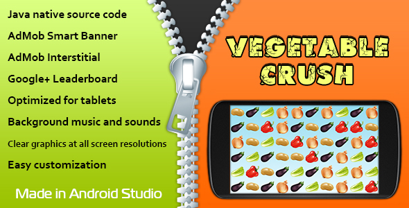 Download Vegetable Crush with AdMob and Leaderboard Android Game