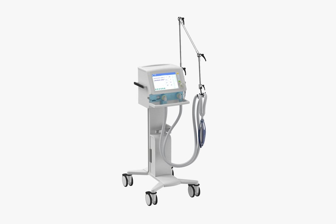 Download Ventilator, Anesthesia Machine Front View with Display and Tubing 3D Model