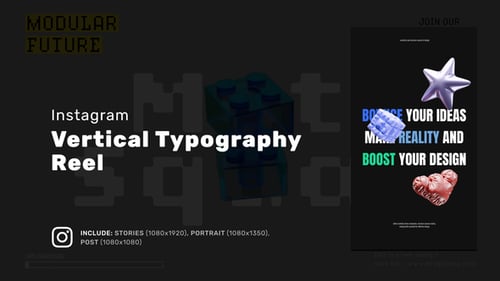 Download Vertical Typography Reel After Effect Template