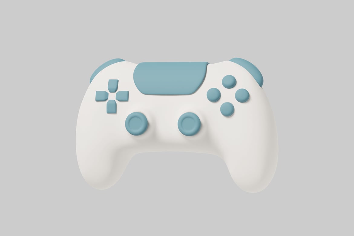 Download Video game controller with light blue accents 3D Model