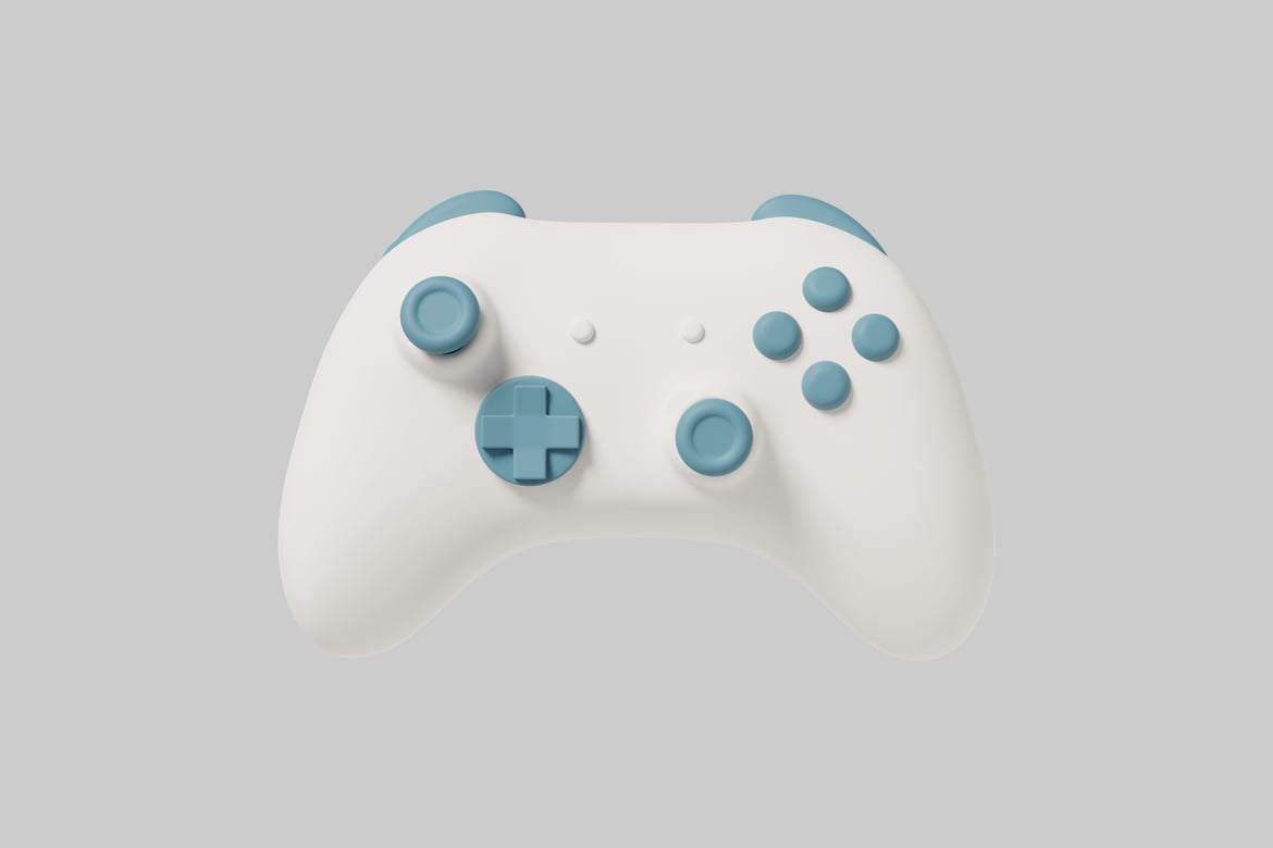 Download Video game controller with teal accents. 3D Model