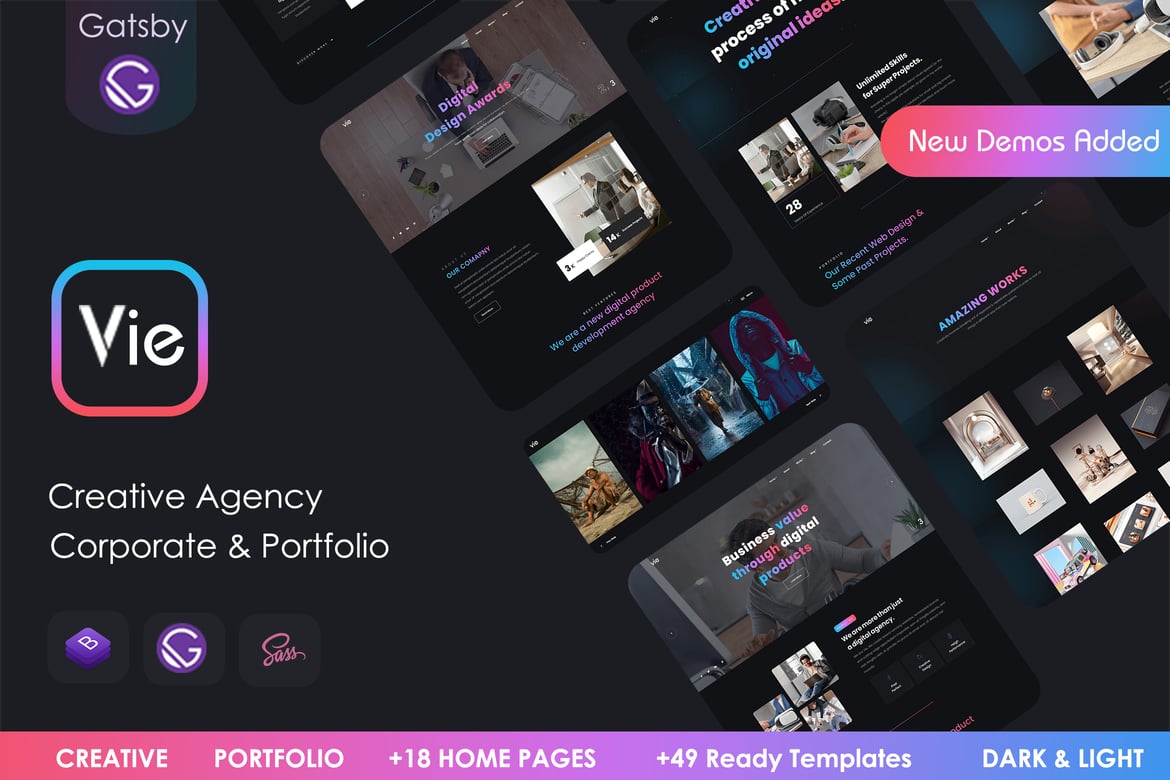 Download Vie - Gatsby Creative Portfolio & Agency template