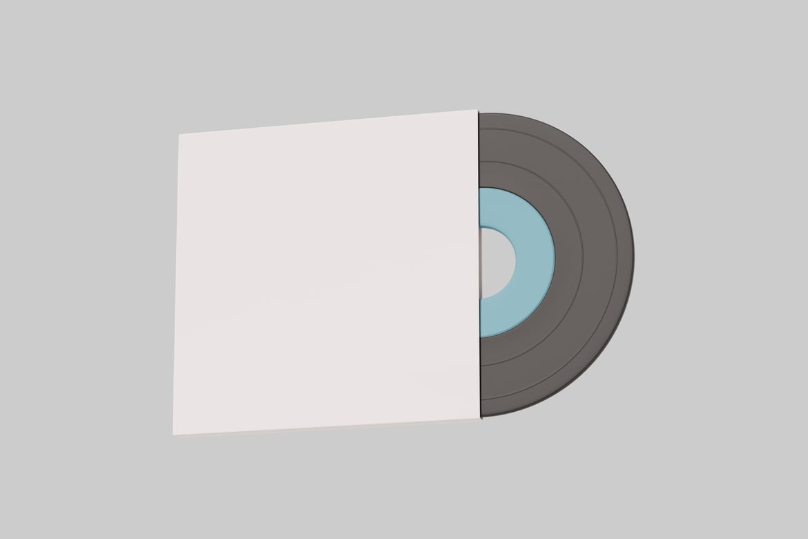 Download Vinyl record with light blue center and white sleeve 3D Model