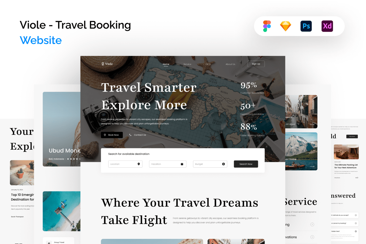 Download Viole - Travel Booking Website Figma Design