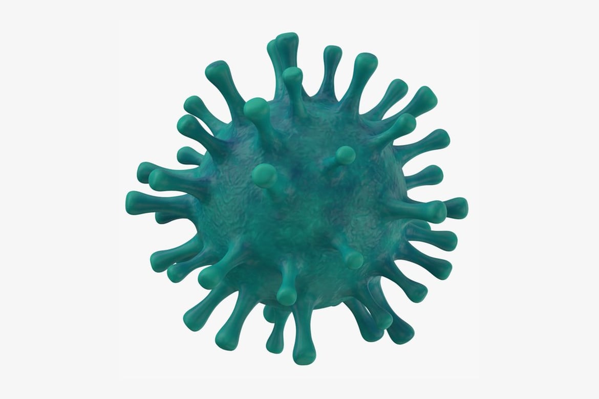 Download Virus, Green Sphere with Irregular Protrusions 3D Model