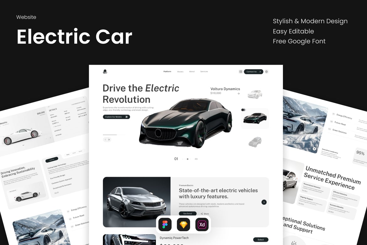 Download VoltCruise - Electric Car Landing Page Figma Design