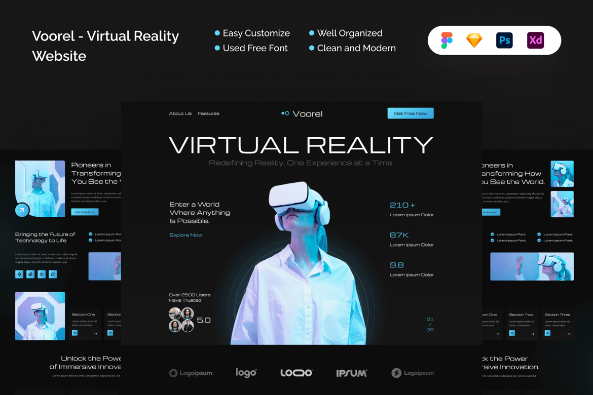 Download Voorel - Virtual Reality Website Figma Design