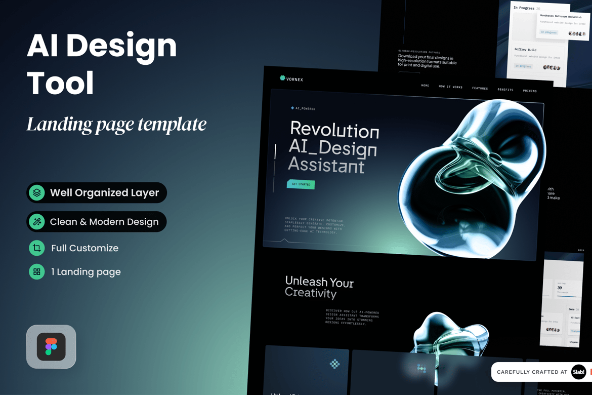 Download Vornex - Al Design Tool Landing Page Figma Design