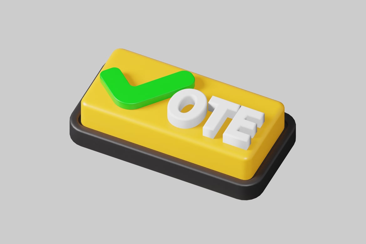 Download Voting button with checkmark 3D Model