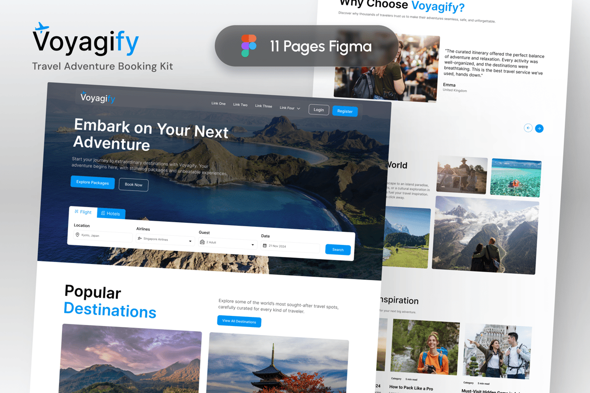 Download Voyagify - Travel Adventure Booking Figma Website Figma Design