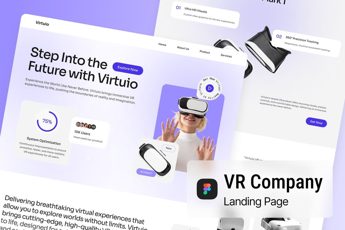 Download VR Company Landing Page Figma Design