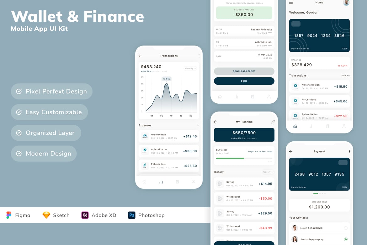 Download Wallet & Finance Mobile App UI Kit Figma Design