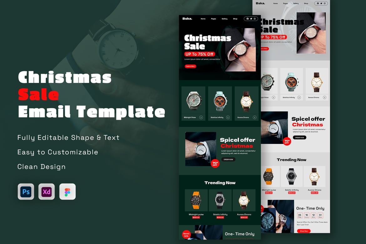 Download Watch Sale Christmas Email Newsletter Template Figma Design