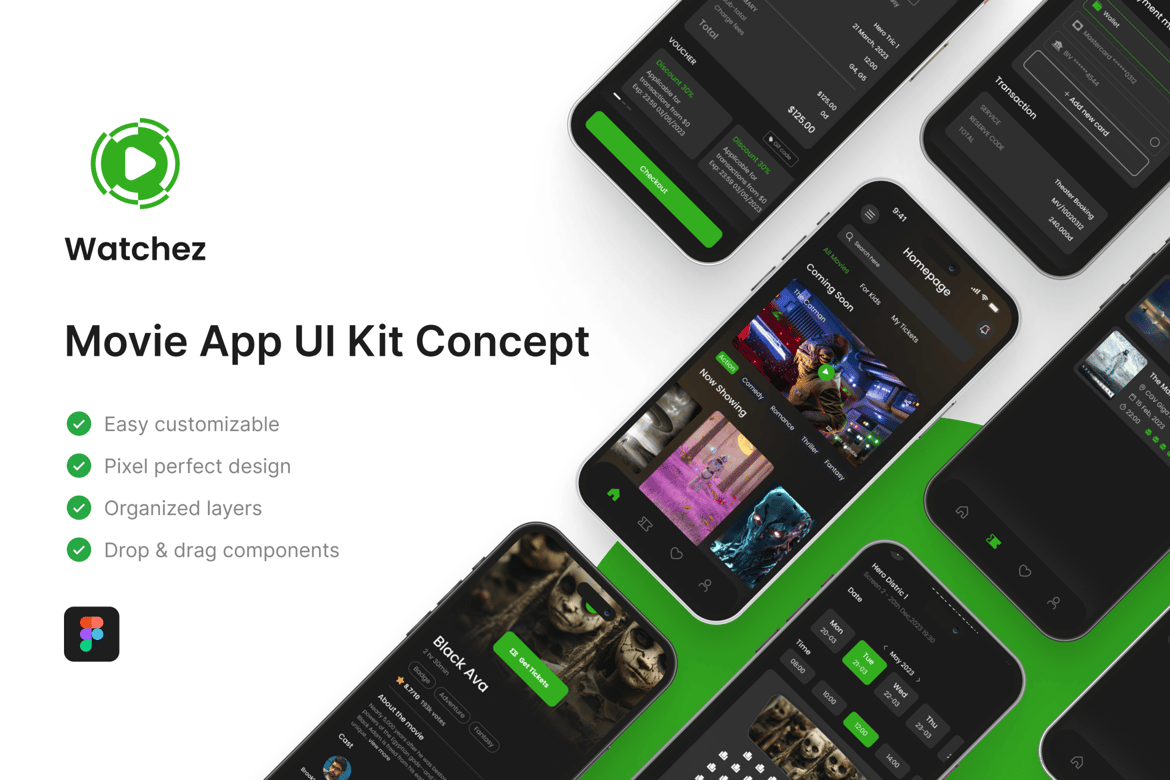 Download Watchez - Movie App UI Kit Figma Design