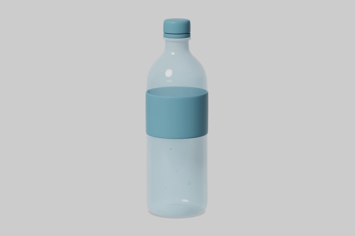 Download Water bottle with blue cap and band 3D Model