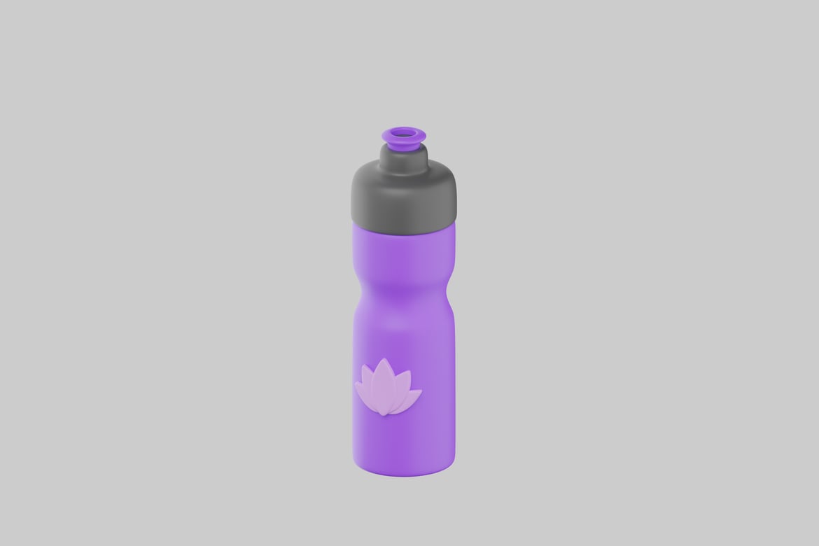 Download Water bottle with lotus flower emblem 3D Model