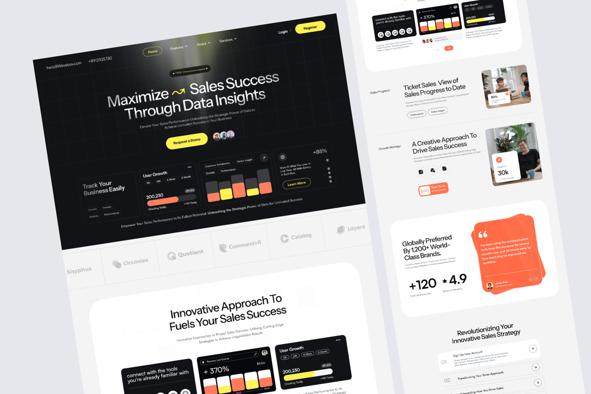 Download Wavebox - saas landing page Figma Design