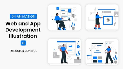 Download Web and App Development Illustration Scene After Effect Template