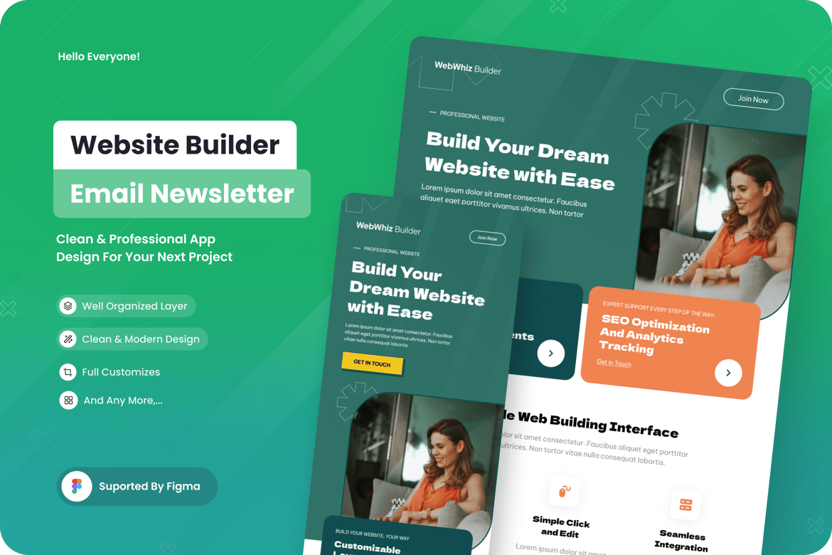 Download WebWhiz Builder - Website Builder Email Newsletter Figma Design