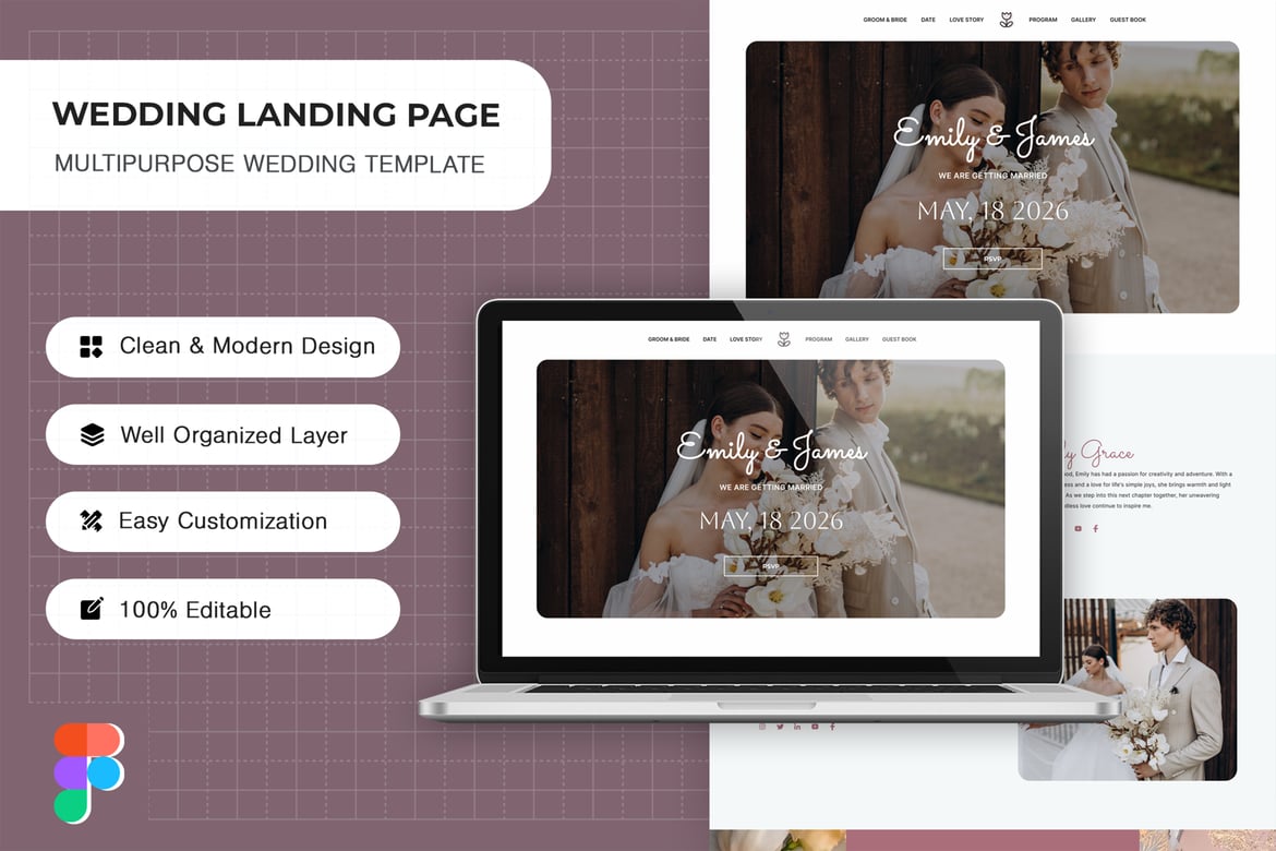 Download Wedding Invitation - Landing Page Figma Design