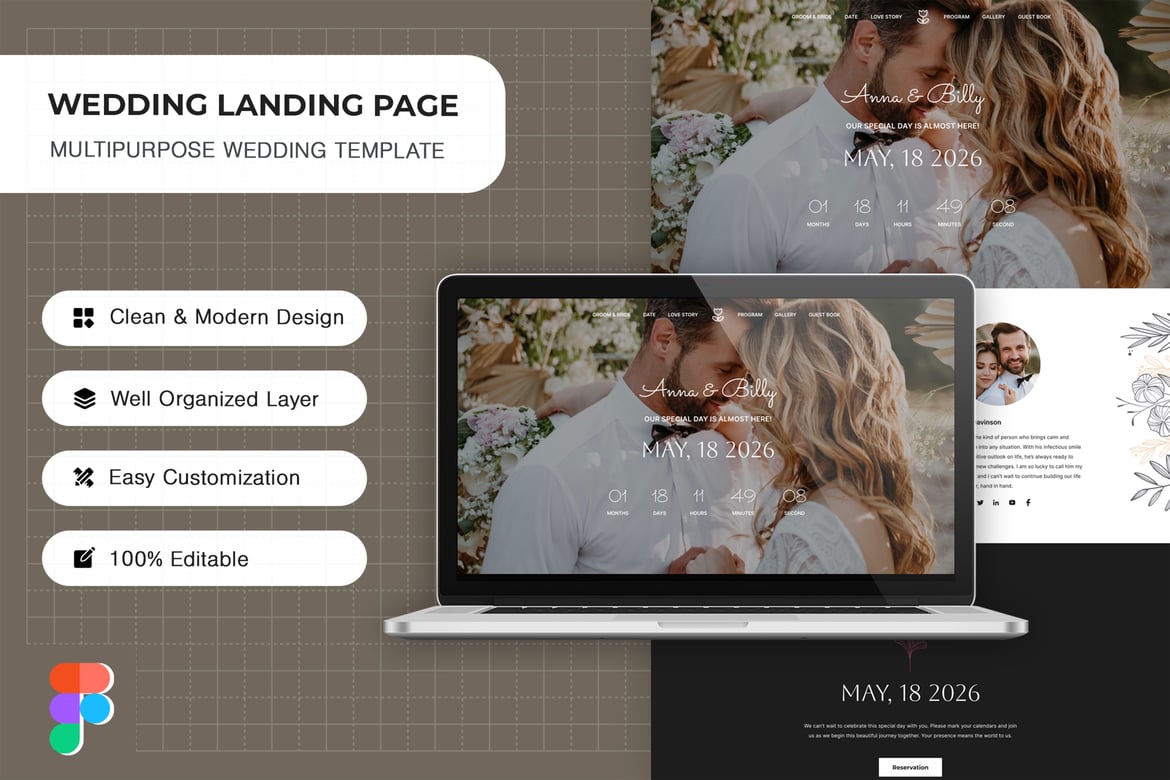 Download Wedding Landing Page Figma Design