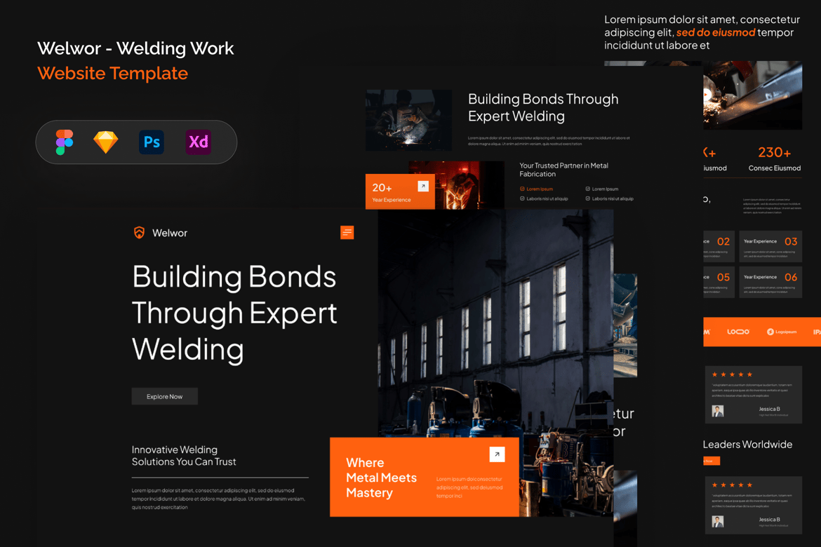 Download Welwor - Welding Work Website Template Figma Design