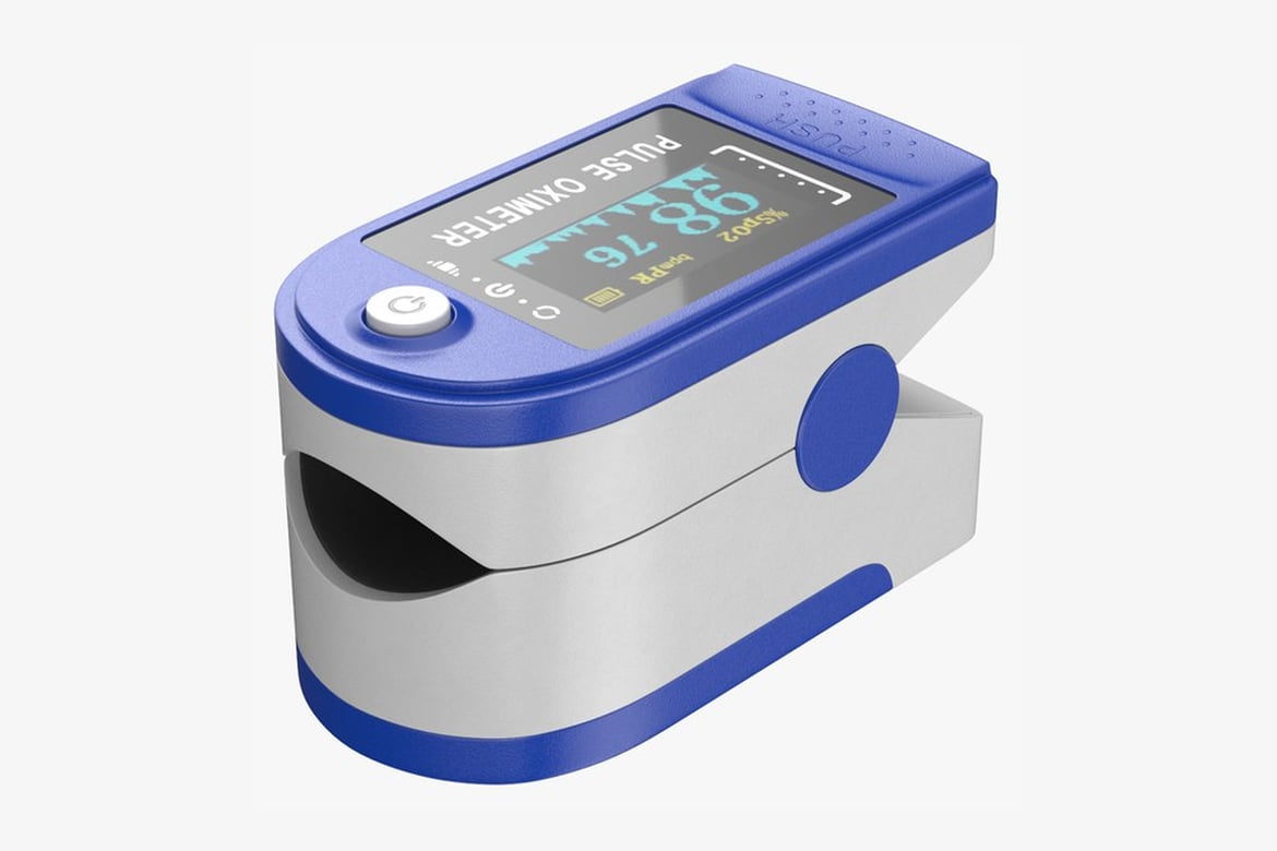 Download White and Blue Pulse Oximeter with Digital Display 3D Model