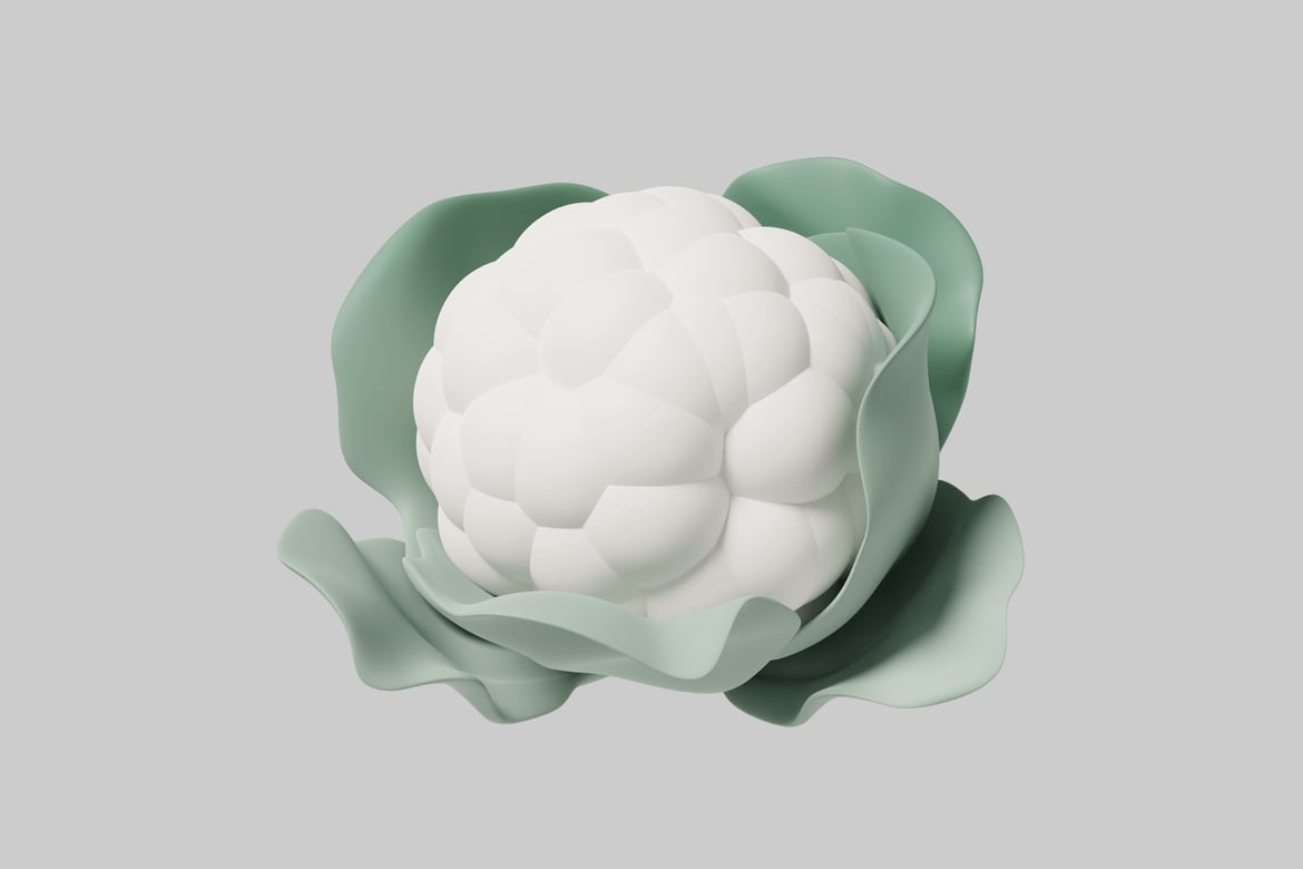 Download White and green vegetable. 3D Model