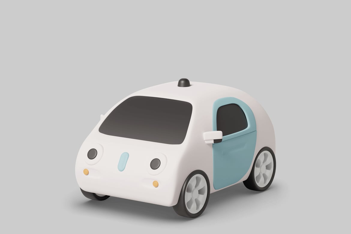 Download White and light blue vehicle with a curved design 3D Model