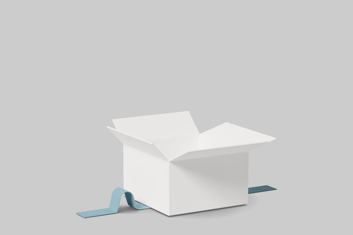 Download White box with blue ribbon 3D Model