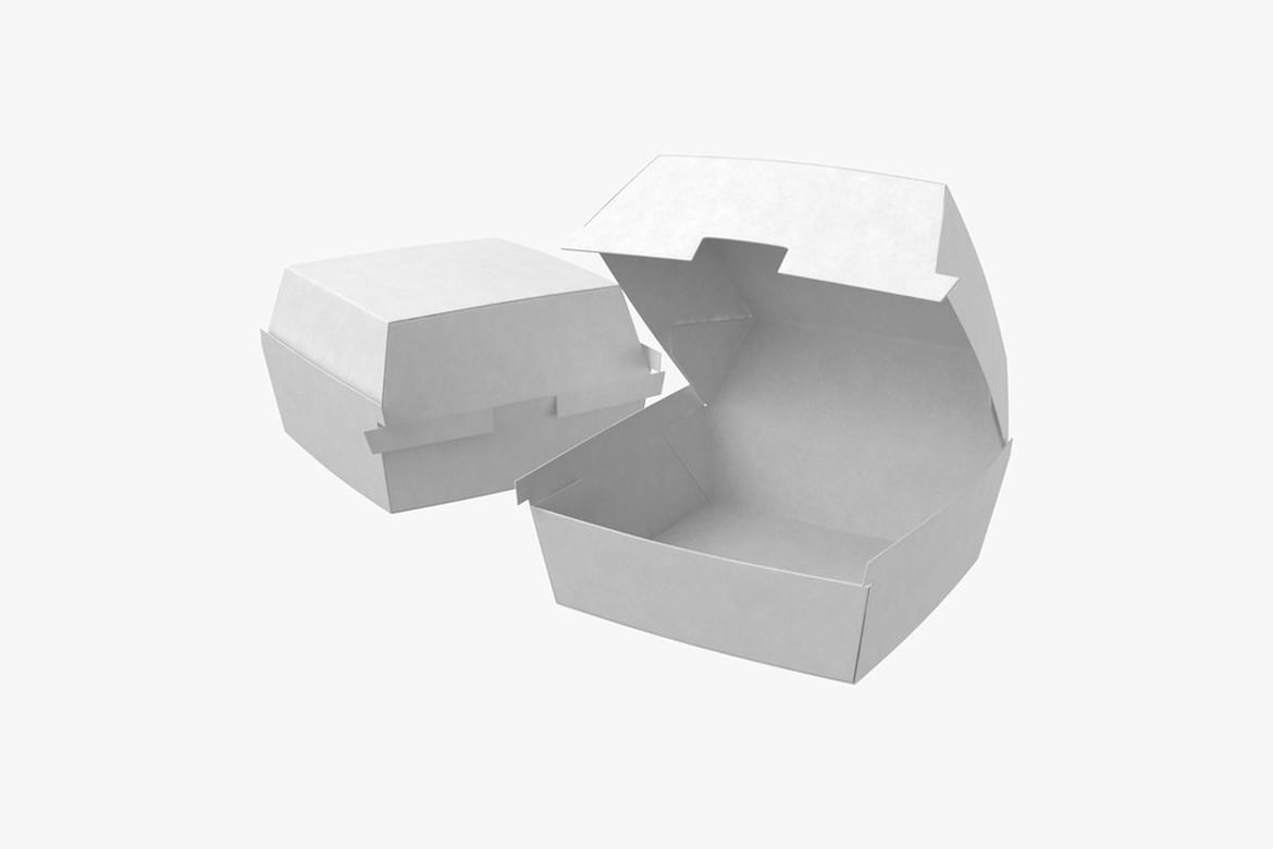 Download White Burger Packaging Open and Closed 3D Model