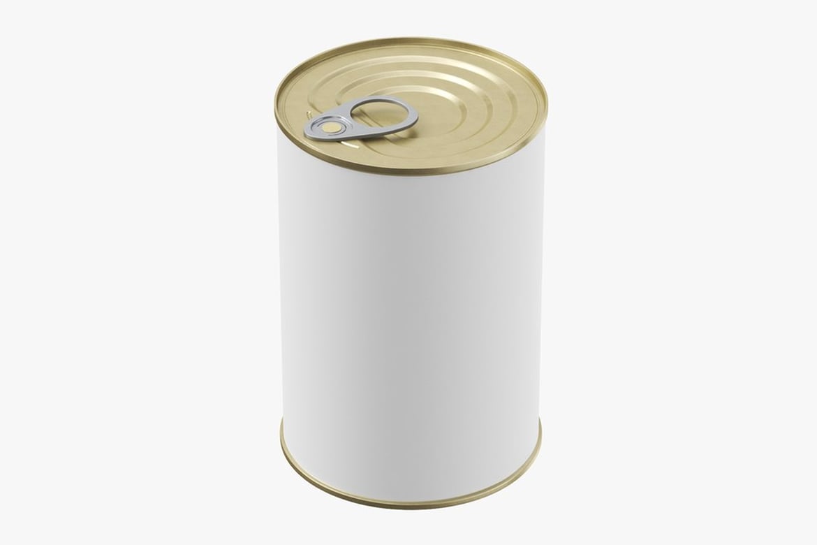 Download White Can with Gold Lid and Silver Pull Tab 3D Model