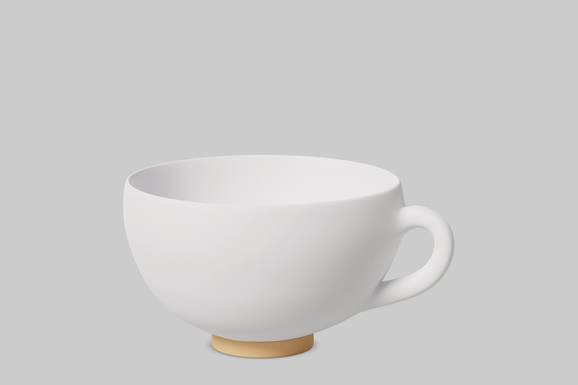 Download White ceramic cup with gold base. 3D Model