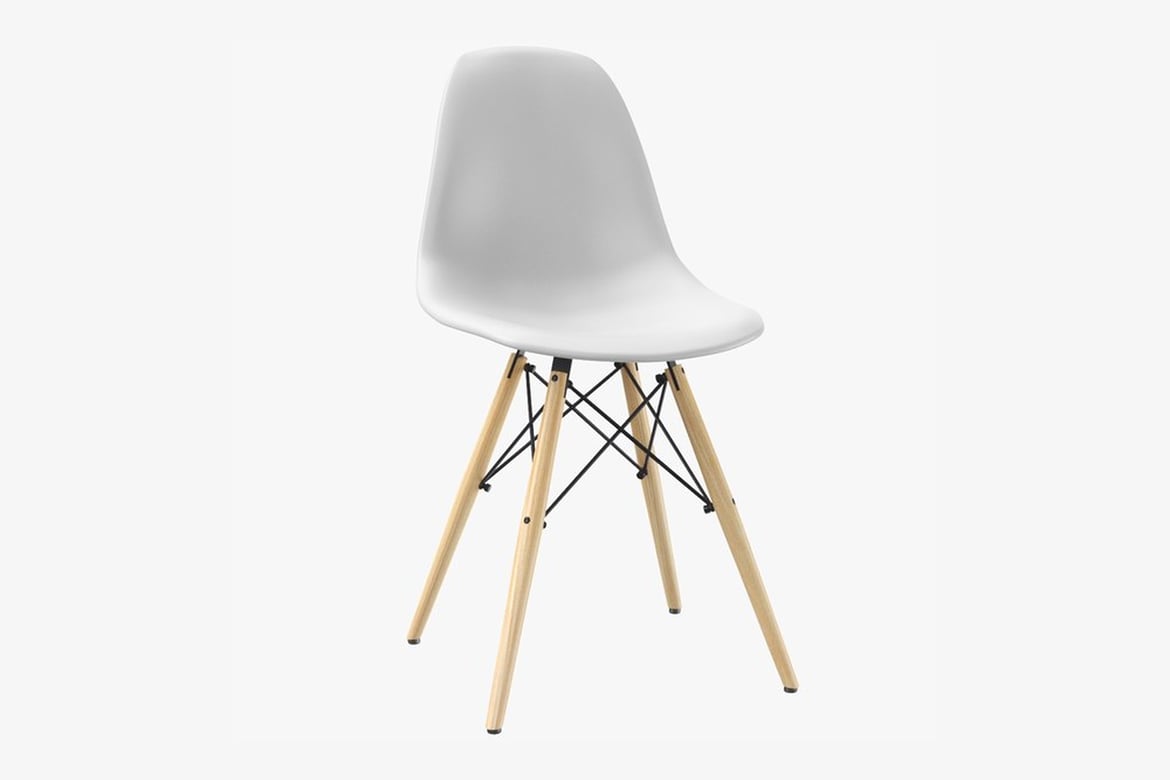 Download White Chair with X-Frame and Light Wood Legs 3D Model