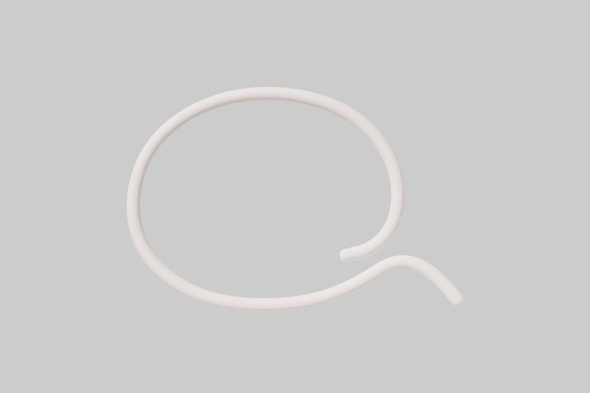 Download White Circle with Curved Tail 3D Model