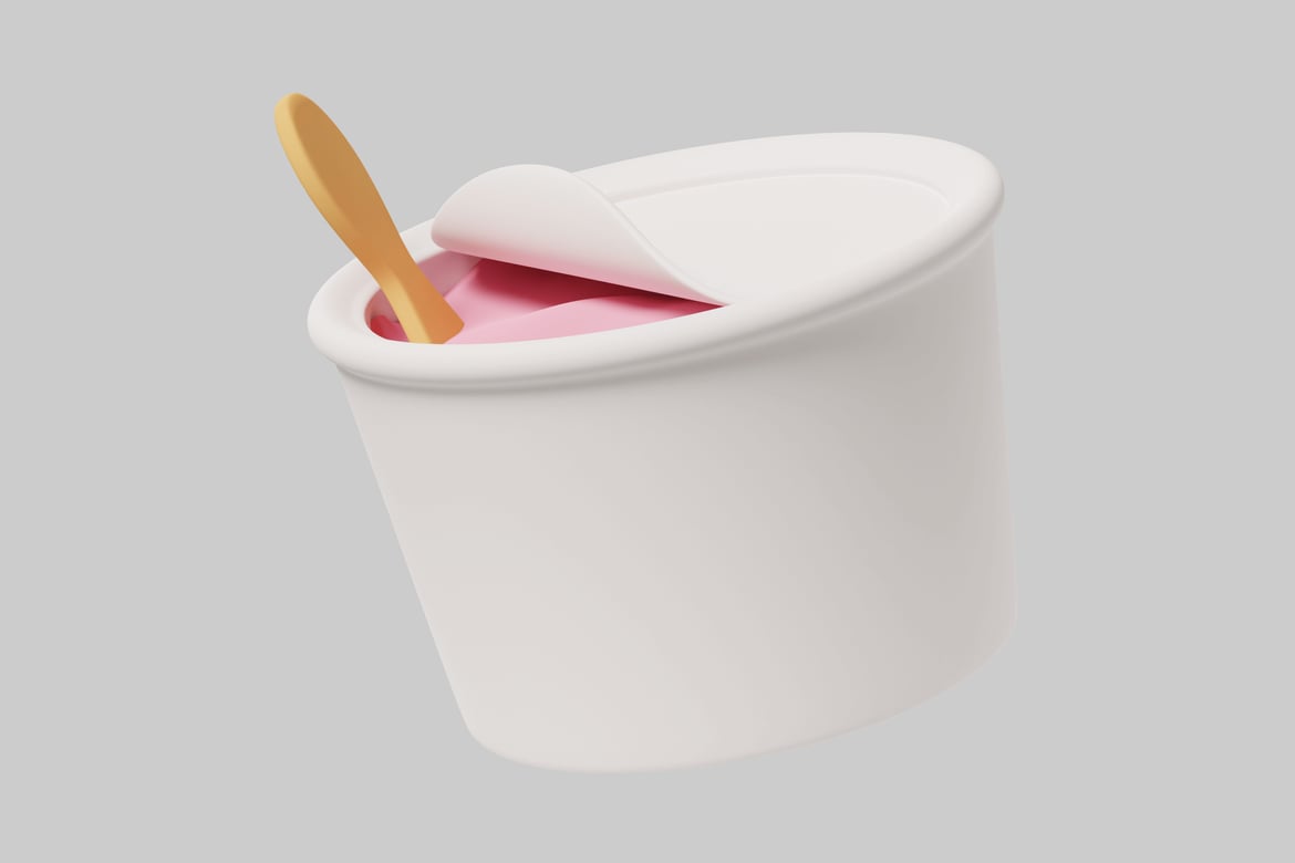 Download White container with lid and light pink substance. 3D Model