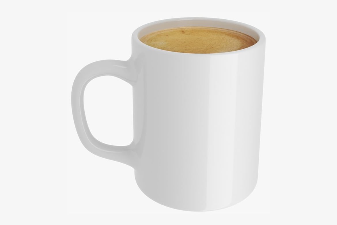 Download White Cylindrical Mug with Light Brown Liquid 3D Model