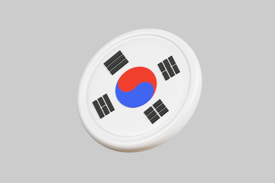 Download White Frisbee with Korean Flag Decoration 3D Model