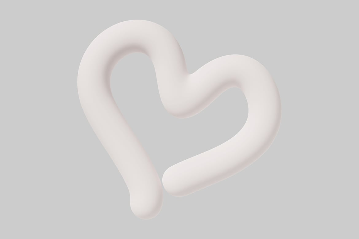 Download White heart with glossy surface. 3D Model