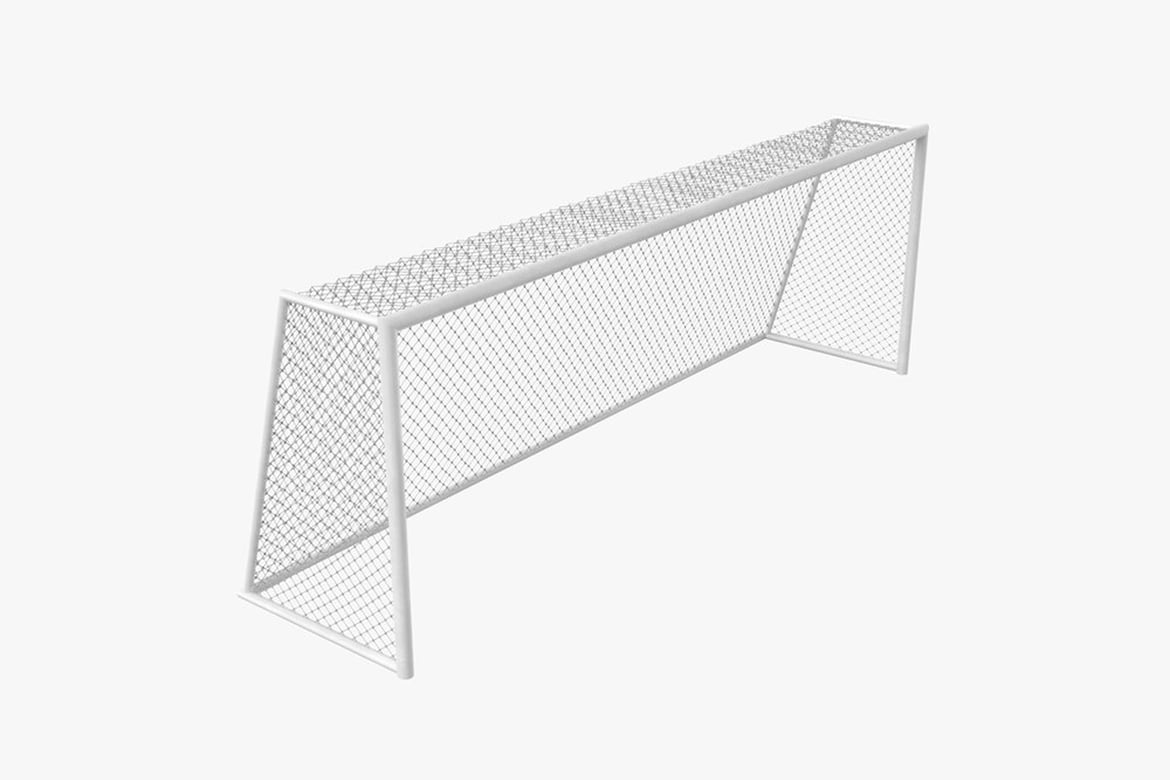 Download White Metal Goal Net with Sloping Sides 3D Model