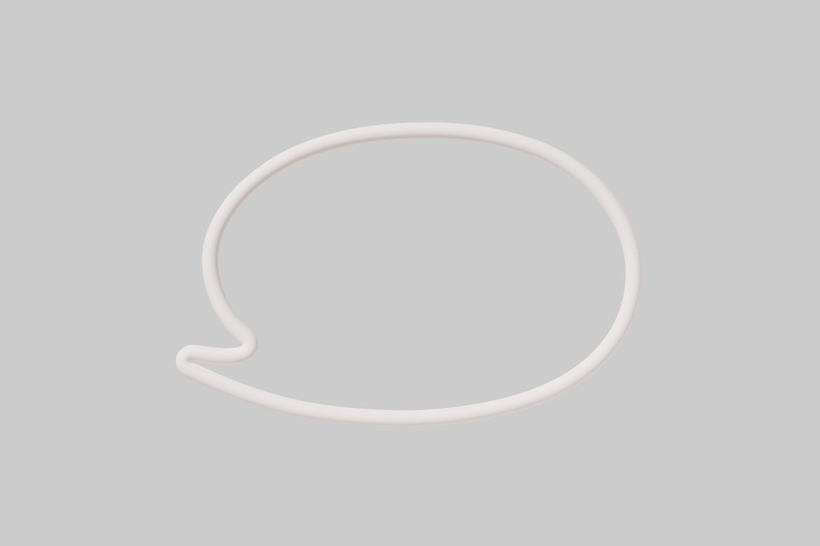 Download White oval speech bubble with curled tail 3D Model